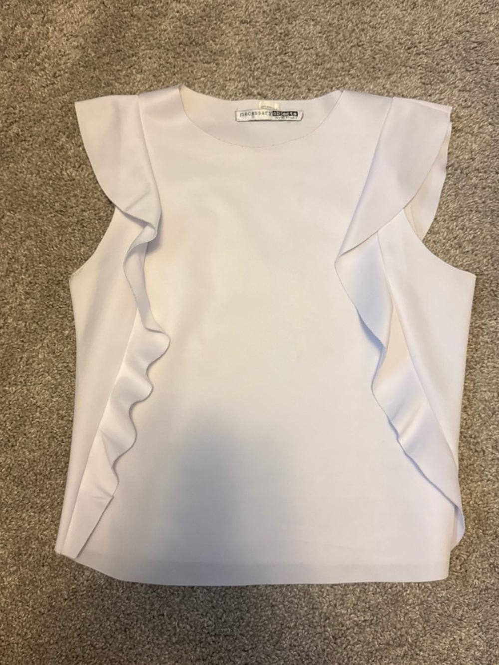 Necessary Clothing Soft White Ruffle Shell Tank